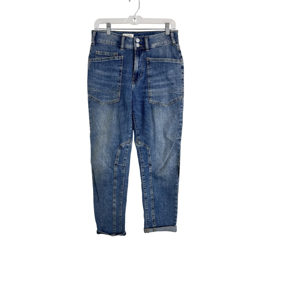 Pilcro Jeans Womens 27 Blue High Rise Relaxed Tapered Utility Pockets Denim